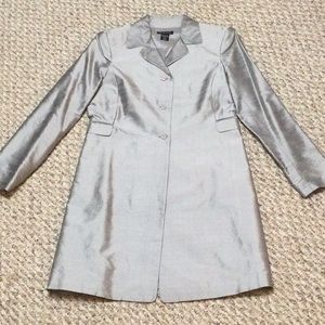 Silver 100% silk dress coat